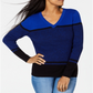 Karen Scott Women's Striped V Neck Cotton Sweater Blue Size X-Large
