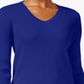 Karen Scott Women's Cotton V Neck Sweater Blue Size Large