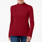 Karen Scott Women's Cotton Ribbed Turtleneck Top Red Size X-Large