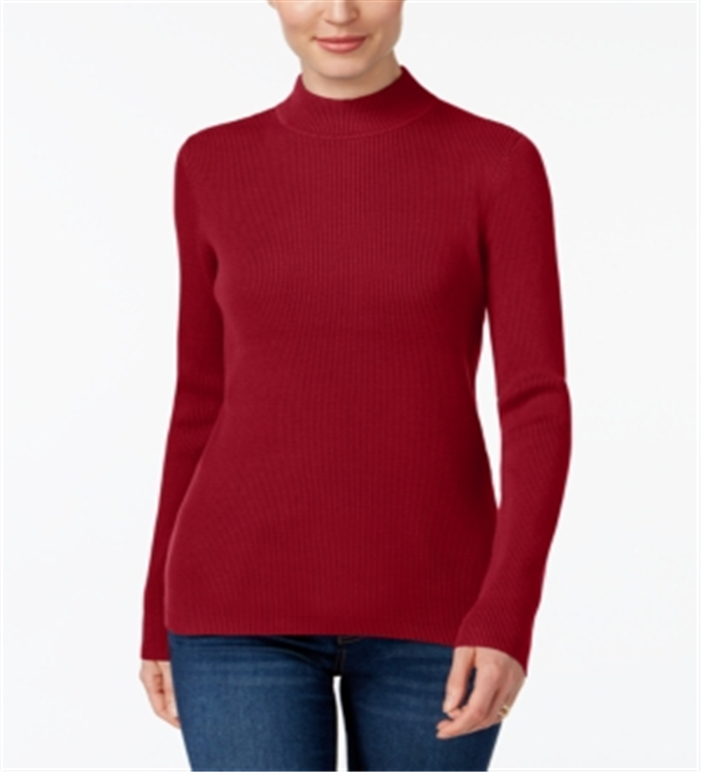 Karen Scott Women's Cotton Ribbed Turtleneck Top Red Size XX-Large