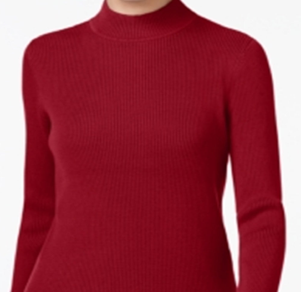 Karen Scott Women's Cotton Ribbed Turtleneck Top Red Size XX-Large
