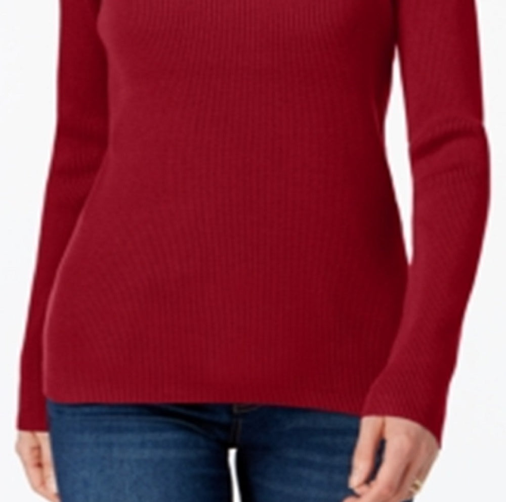 Karen Scott Women's Cotton Ribbed Turtleneck Top Red Size XX-Large