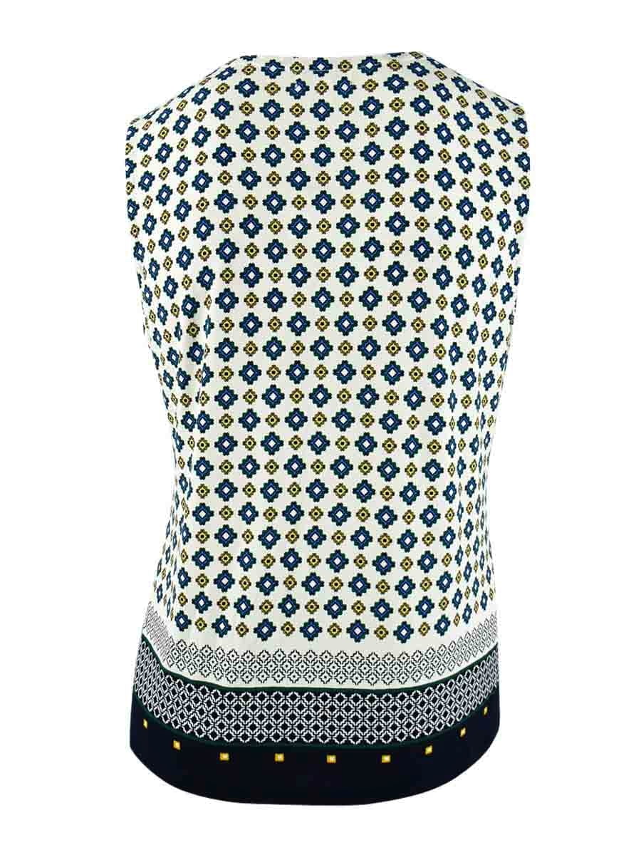 Charter Club Women's Printed Keyhole-Neck Top Size XL