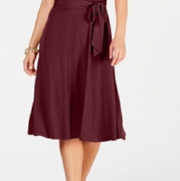 Charter Club Women's Tie Waist MIDI Dress Red Size Medium