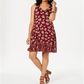 Style & Co Women's Floral Print Sleeveless Swing Dress Red Size Petite