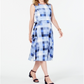 Charter Club Women's Plaid MIDI Dress Blue Size Small