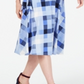 Charter Club Women's Plaid MIDI Dress Blue Size Small