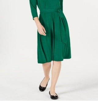 Charter Club Women's Solid Midi Dress Green Size Petite Medium