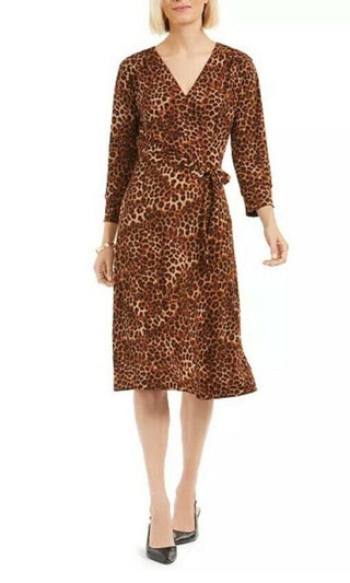 Charter Club Women's Reversible Faux Wrap Dress Brown Size 1X