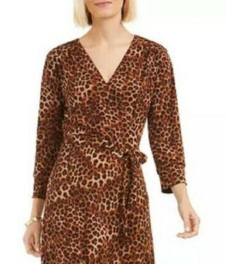 Charter Club Women's Reversible Faux Wrap Dress Brown Size 1X