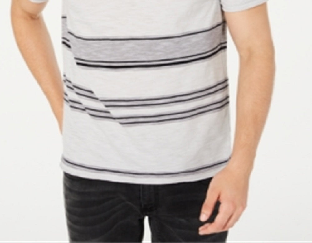 INC International Concepts Men's Stripe Split Neck T-Shirt Gray Size XX-Large