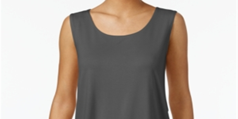 JM Collection Women's Scoop Neck Tank Top Gray Size Medium