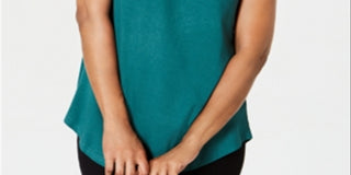 JM Collection Women's Cold Shoulder Swing T-Shirt Green Size Small