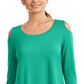 JM Collection Women's Cold Shoulder Top Green Size XX-Large