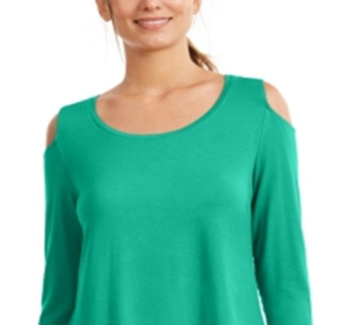 JM Collection Women's Cold Shoulder Top Green Size XX-Large
