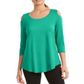 JM Collection Women's Cold Shoulder Top Green Size XX-Large