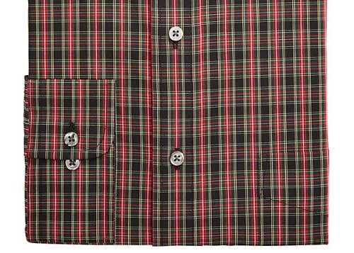 Club Room Men's Classic Regular Fit Stretch Wrinkle Resistant Tartan Dress Shirt Black Size 34-35