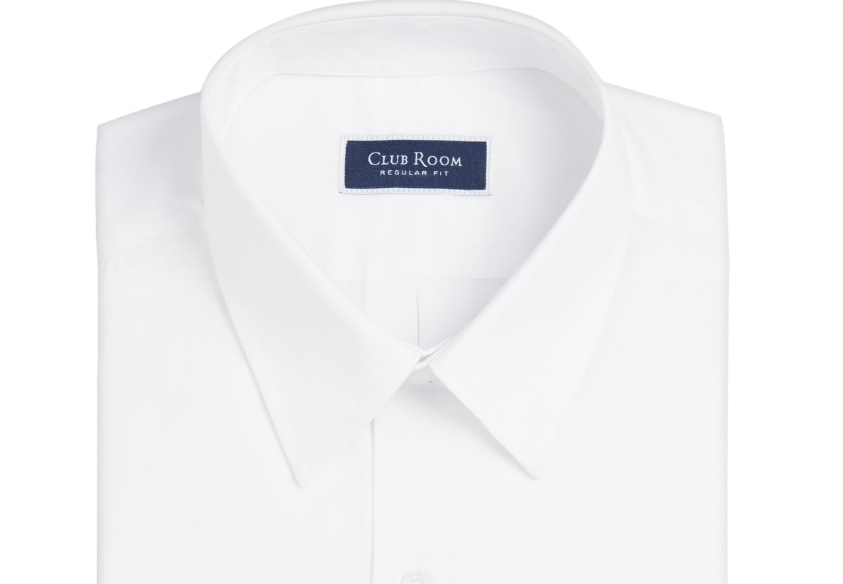 Club Room Men's Classic Regular Fit Solid Dress Shirt White Size 15.5X32X33