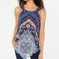 JM Collection Women's Sleeveless Printed Necklace Top Blue Size Small