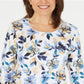 Karen Scott Women's Printed Long Sleeve Top Blue Size Medium