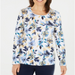 Karen Scott Women's Printed Long Sleeve Top Blue Size Medium
