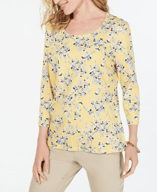 Karen Scott Women's Purple Printed Long Sleeve Top Size X-Large