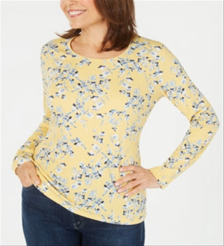 Karen Scott Women's Purple Printed Long Sleeve Top Size X-Large