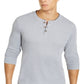 Club Room Men's Waffle Knit Crewneck Henley Shirt Gray Size Medium