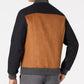 Tasso Elba Men's Colorblocked Faux Leather Mix Media Bomber Jacket Brown Size Small