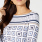 Charter Club Women's New Orleans Boat Cotton Printed Top White Size Medium