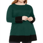 Alfani Women's Plus Colorblocked Ottoman Tunic Sweater Green Size 3X