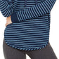 Alfani Women's Knit Striped Sleep Hoodie Blue Size XX-Large