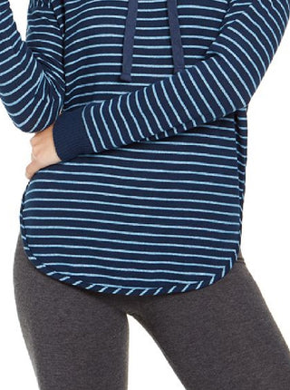 Alfani Women's Knit Striped Sleep Hoodie Blue Size XX-Large