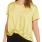Bar III Women's Twist Front Top Yellow Size Large