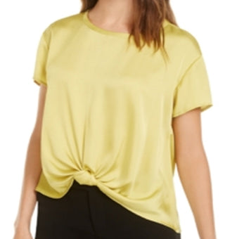 Bar III Women's Twist Front Top Yellow Size Large