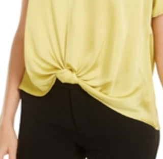 Bar III Women's Twist Front Top Yellow Size Large