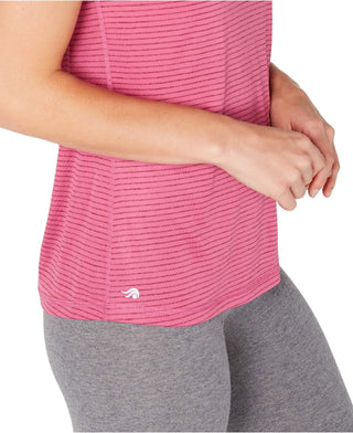 Ideology Women's Wine Striped V-Neck T-Shirt Size Extra Small