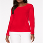 Karen Scott Women's Cotton Scoop Neck Top  Red Size Petite S