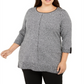 Karen Scott Women's Contrast Trim Marled Cotton Sweater Black Size 3X
