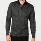 Alfani Men's Patterned Long Sleeve Quarter Zip Casual Shirt Black Size Small