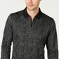 Alfani Men's Patterned Long Sleeve Quarter Zip Casual Shirt Black Size Small