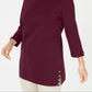 Karen Scott Women's Button Side 3/4 Sleeve Cotton Top Red Size X-Small