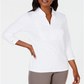 Karen Scott Women's Cotton Eyelet Yoke Top White Size Large