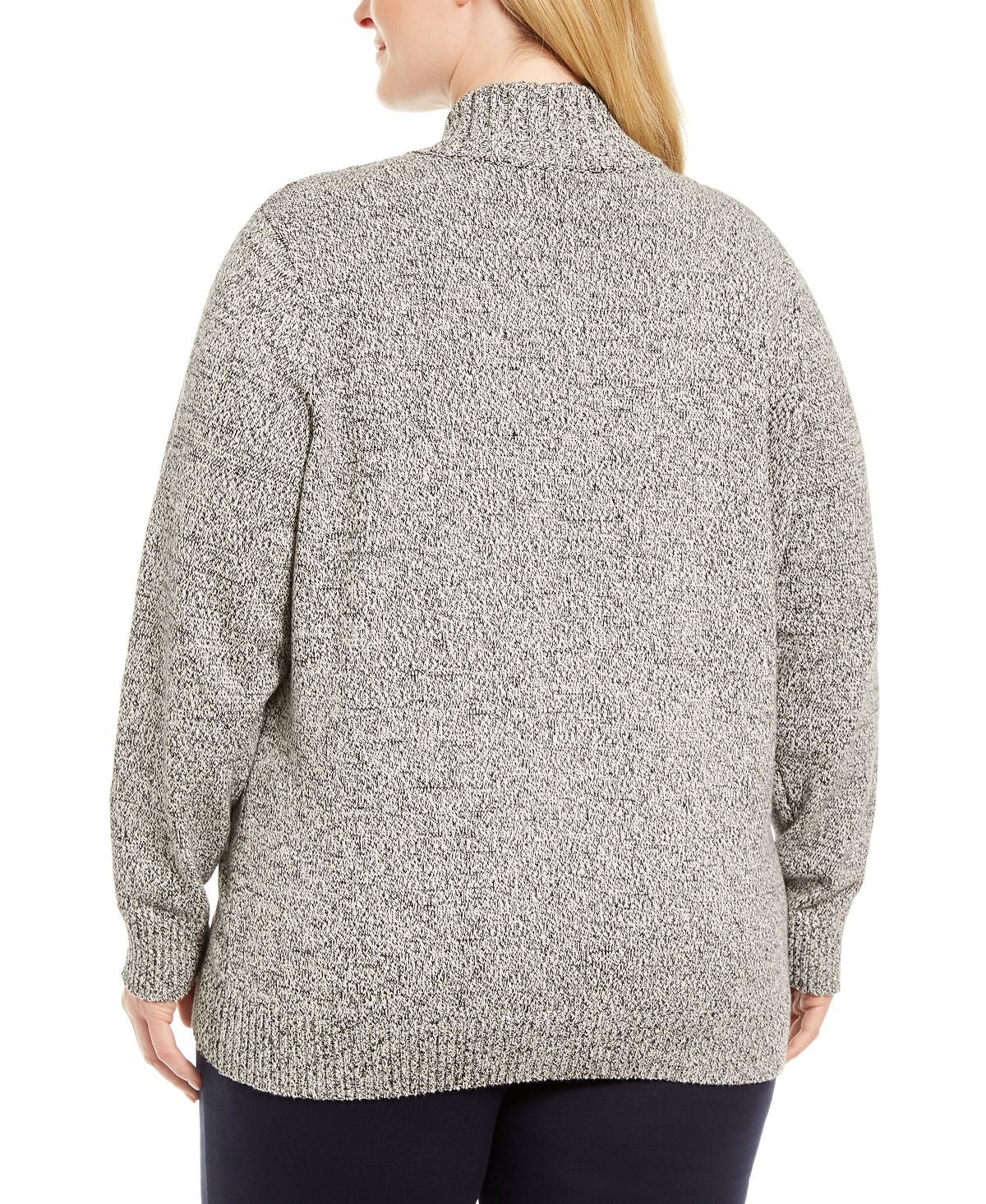 Karen Scott Women's Plus Cotton Half Zip Sweater Brown Size 2X