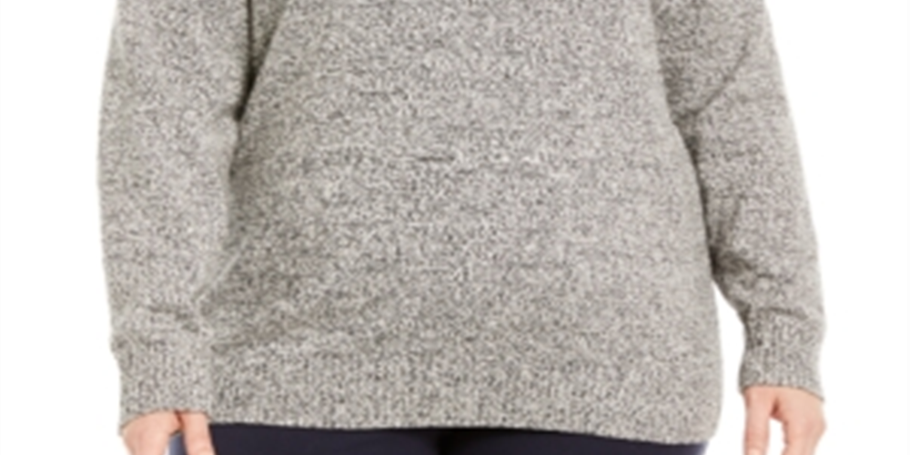 Karen Scott Women's Plus Cotton Half Zip Sweater Brown Size 2X