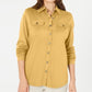 Karen Scott Women's Mixed Media Button Front Top Brown Size Small