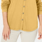 Karen Scott Women's Mixed Media Button Front Top Brown Size Small