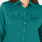 Karen Scott Women's Mixed Media Button Front Top Blue Size Medium