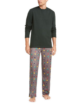 Club Room Men's Fleece 2Pc Pajama Sets Gray Size Large