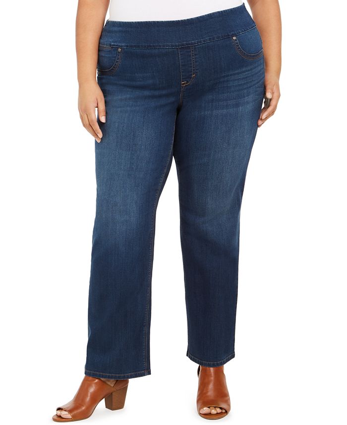 Style & Co Women's Ella Tummy Control Straight Leg Jeans Blue Size 22W